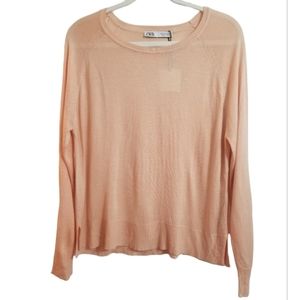 NEW Zara Long Sleeve Peach Sweater Women's Size Medium